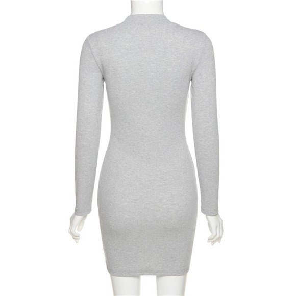 Long Sleeve Turtleneck Hooked Corset Dress - Picture 4 of 10